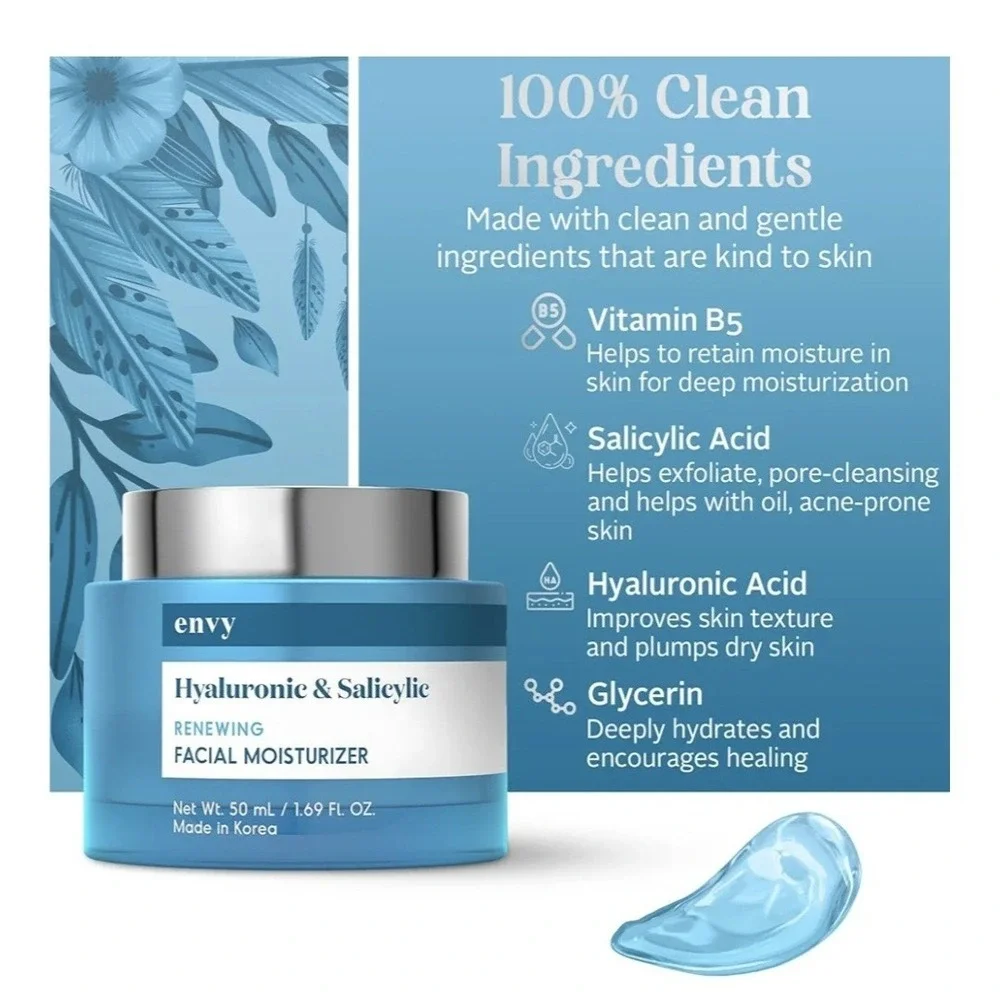 ENVY Hyaluronic & Salicylic Acid Facial Moisturizer 1.69 fL‎ oz NEW